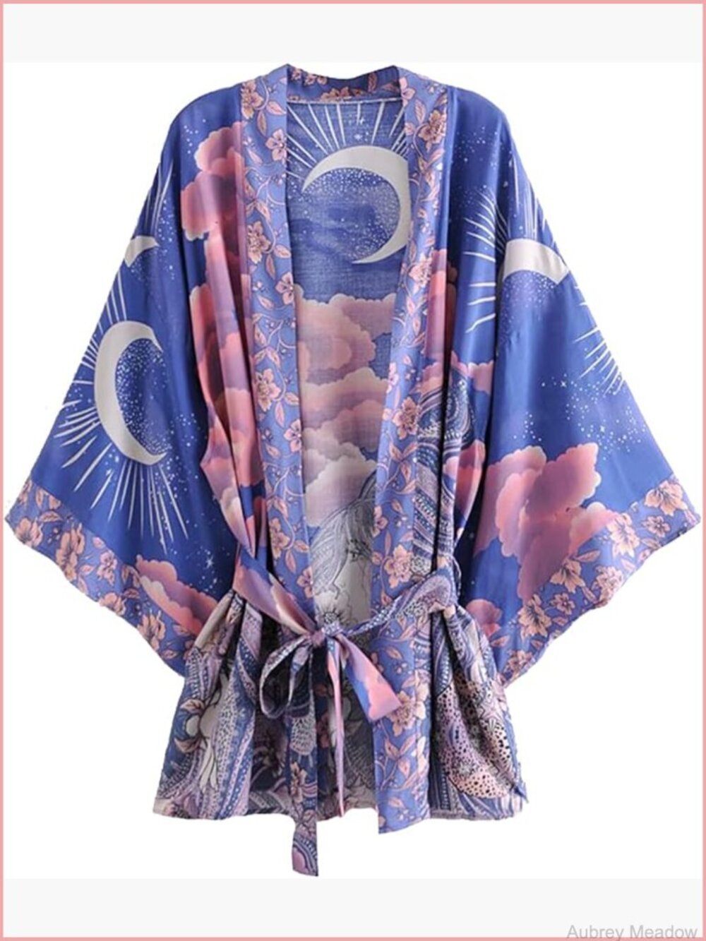 Boho Floral Peacock Print Open Kimono Cardigan Swimwear Cover Up